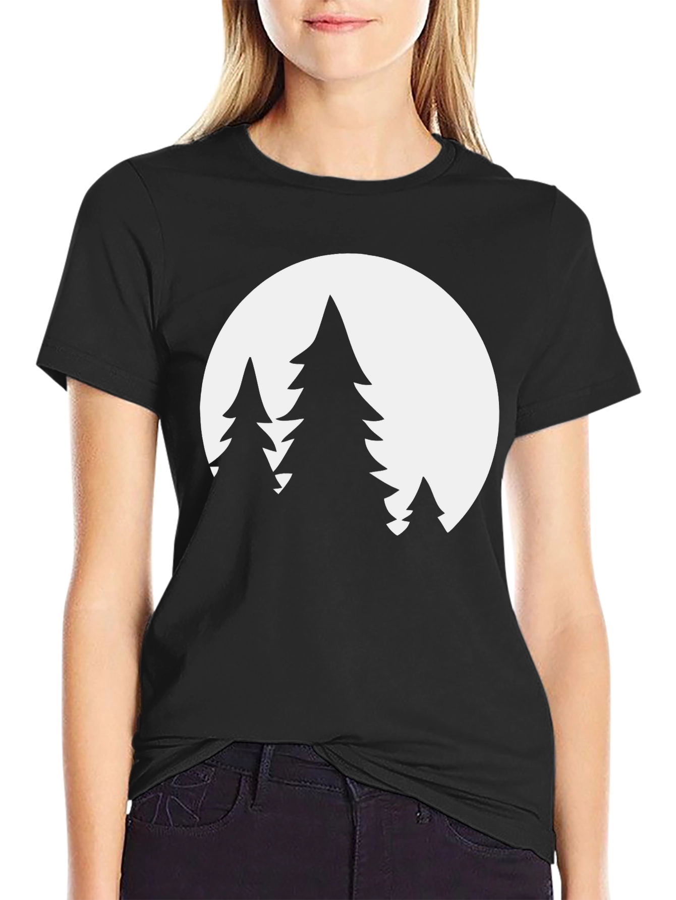 Nature Scene Graphic Tee - Black Cotton Blend