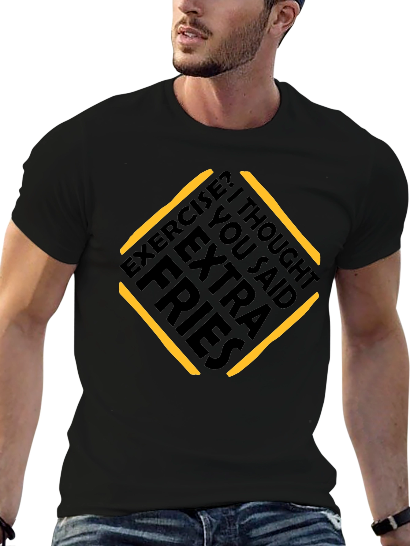 Extra Fries Graphic Tee - Funny Workout Shirt