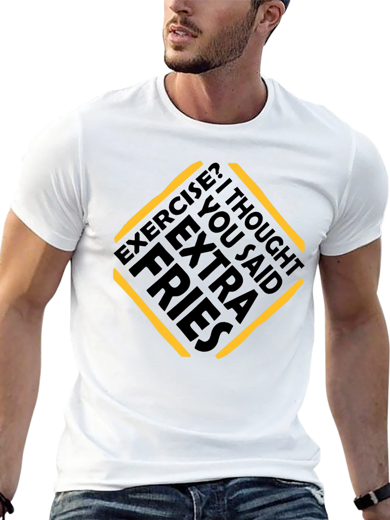 Extra Fries Graphic Tee - Funny Workout Shirt