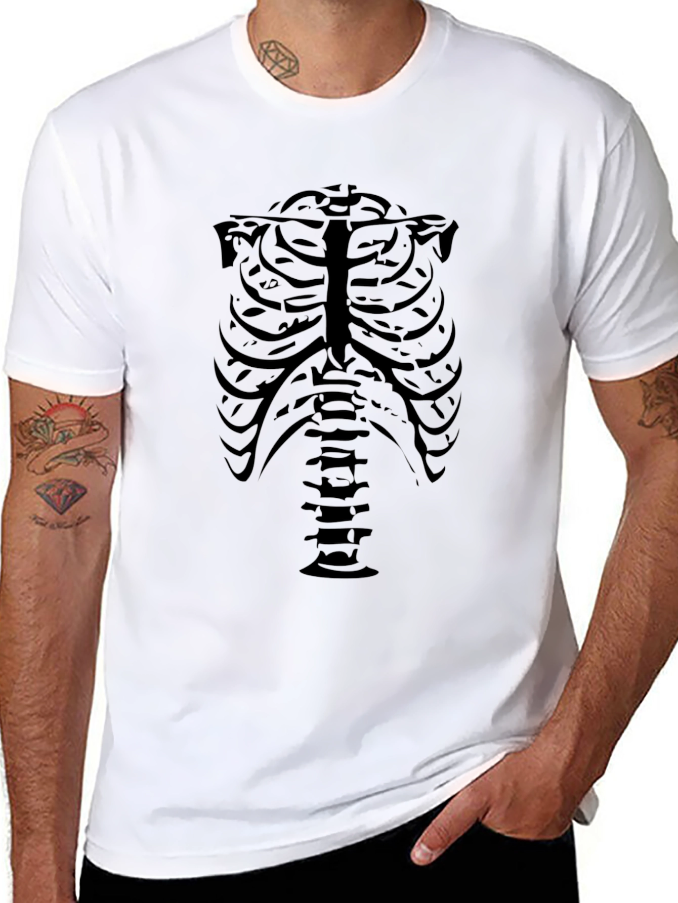 Skeleton Ribcage Graphic Tee - Mens Black T-Shirt