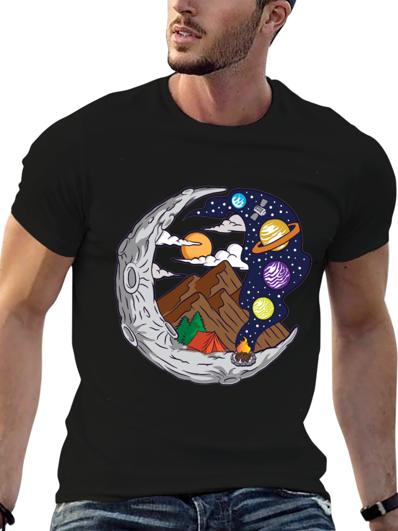 Moon Camping Graphic T-Shirt