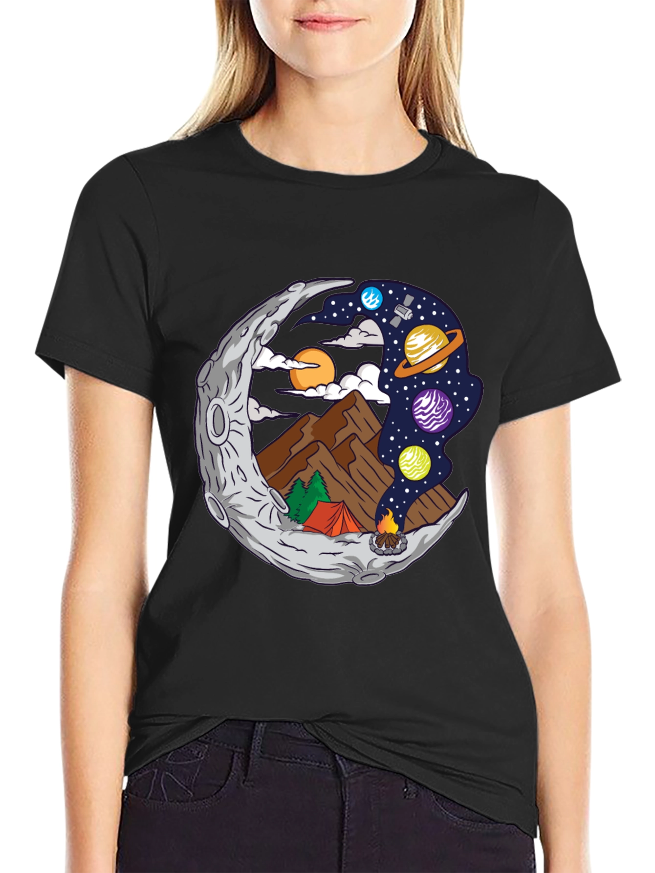 Moon Camping Graphic T-Shirt
