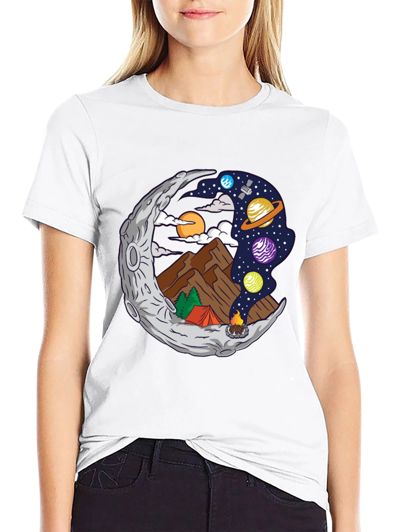 Moon Camping Graphic T-Shirt