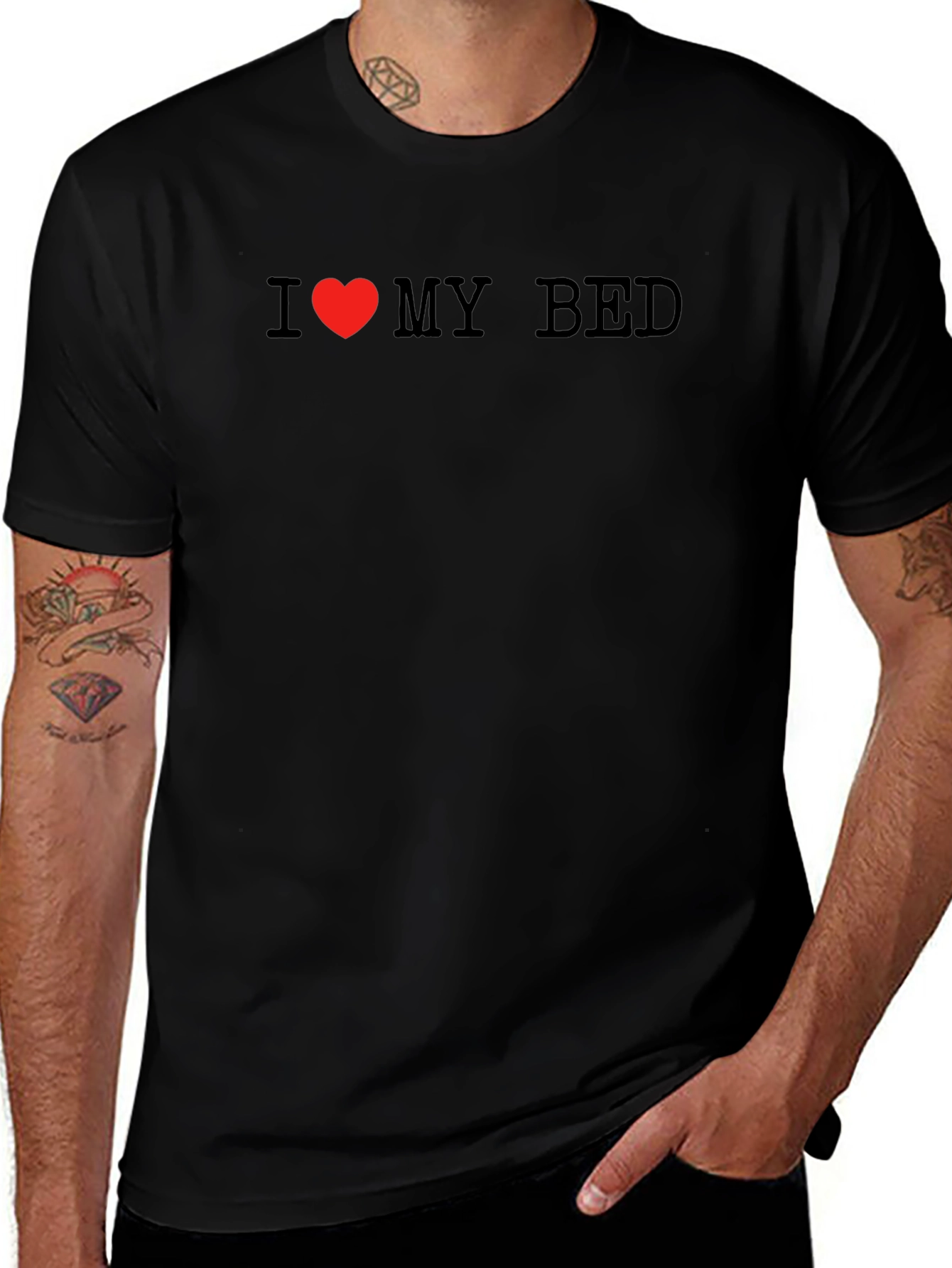 I Love My Bed Black T-Shirt