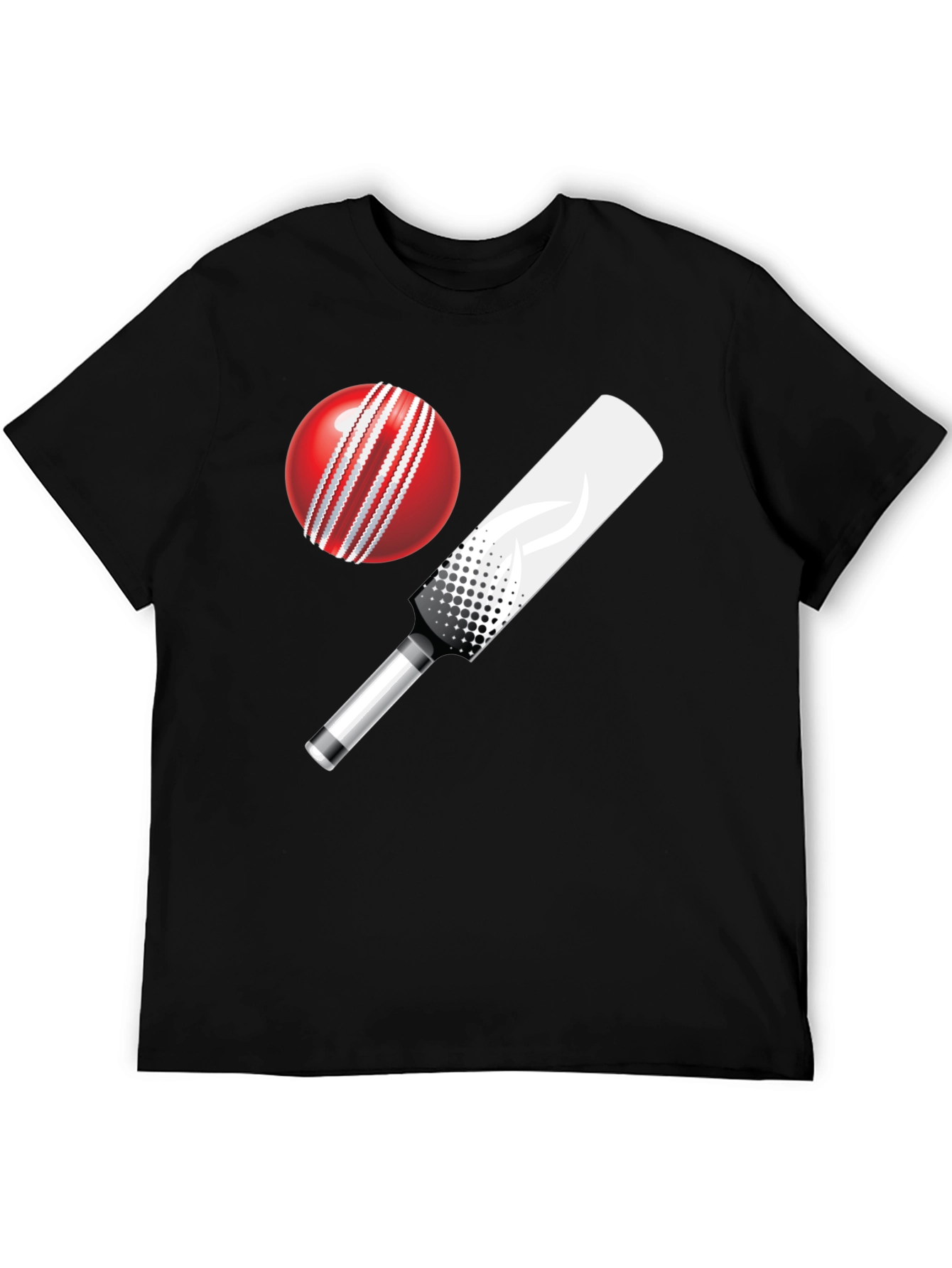 Cricket Ball and Bat Graphic T-Shirt