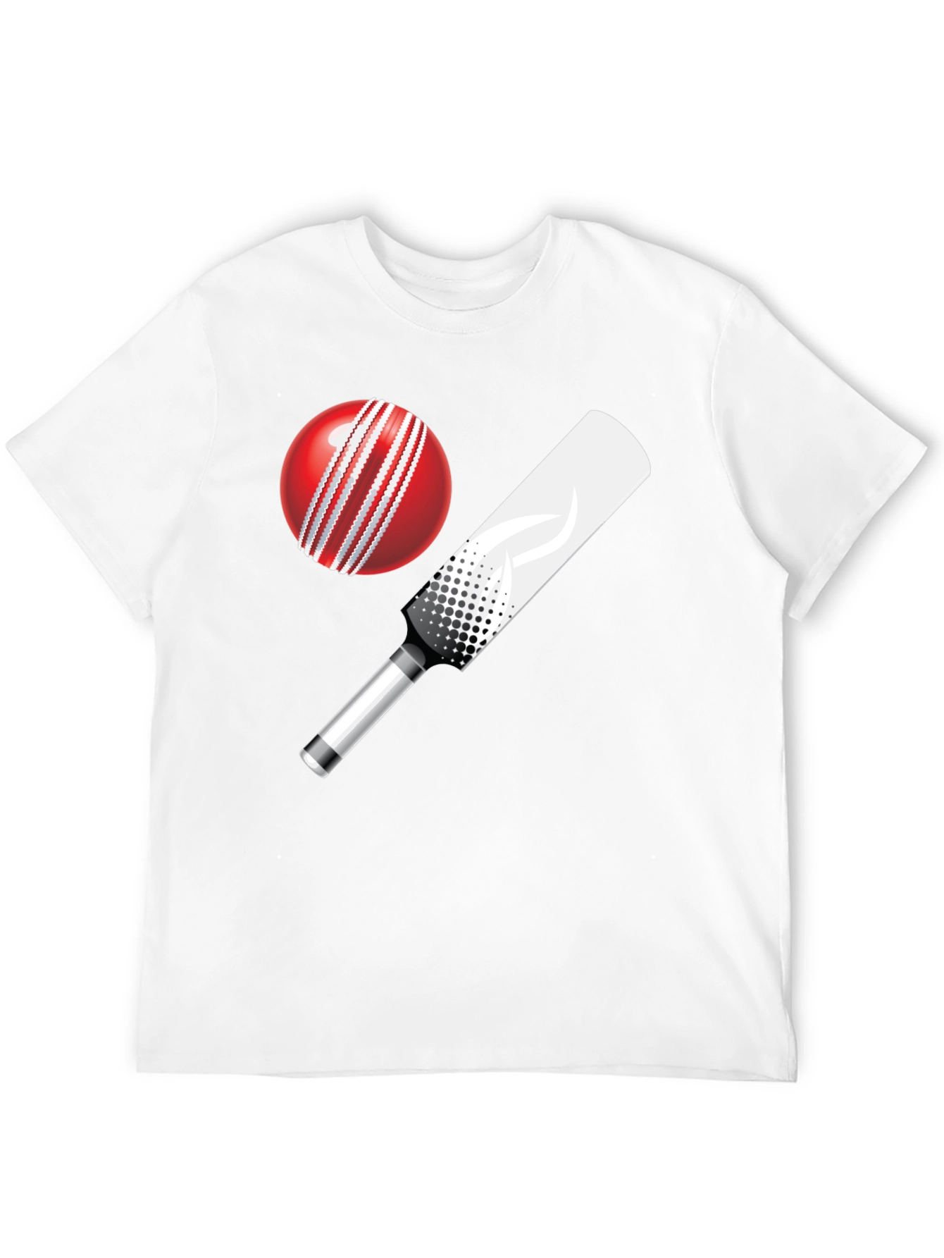 Cricket Ball and Bat Graphic T-Shirt