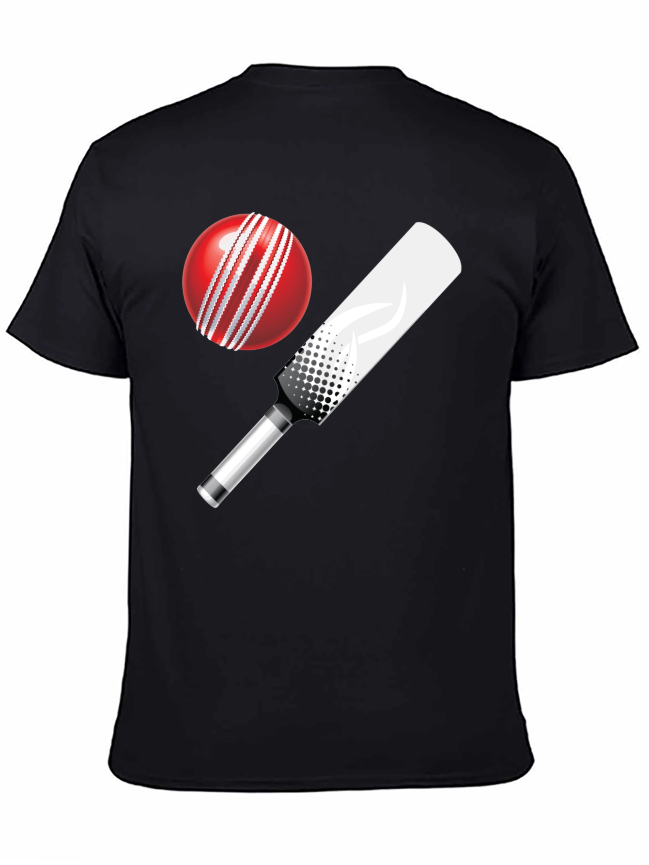 Cricket Ball and Bat Graphic T-Shirt