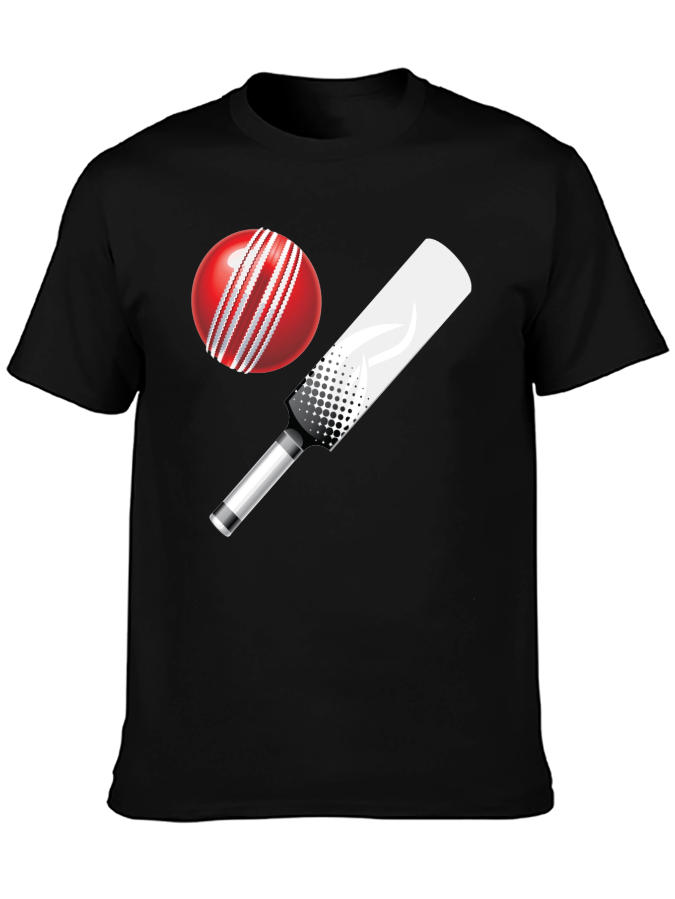 Cricket Ball and Bat Graphic T-Shirt