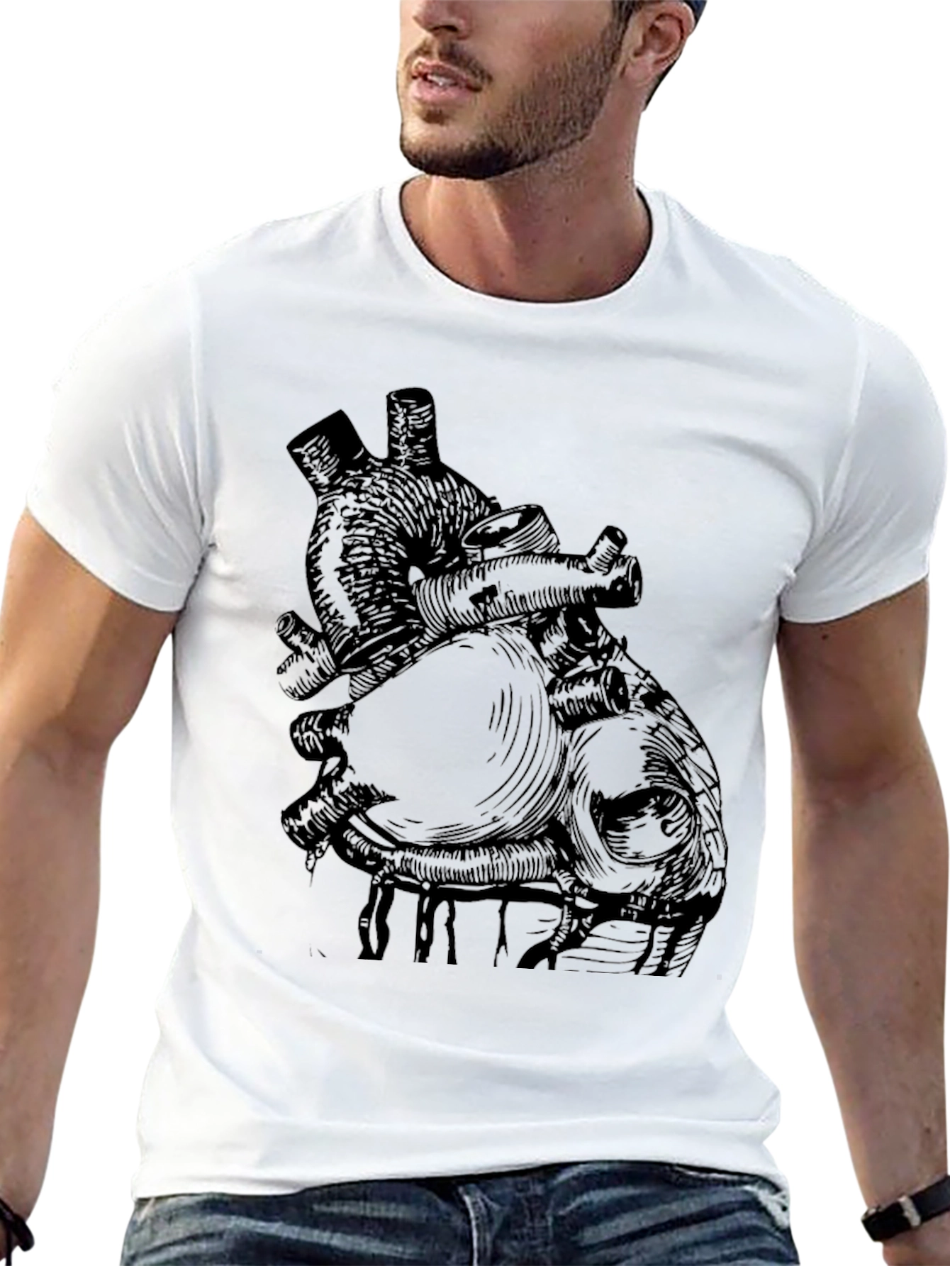 Anatomical Heart Print Black T-Shirt