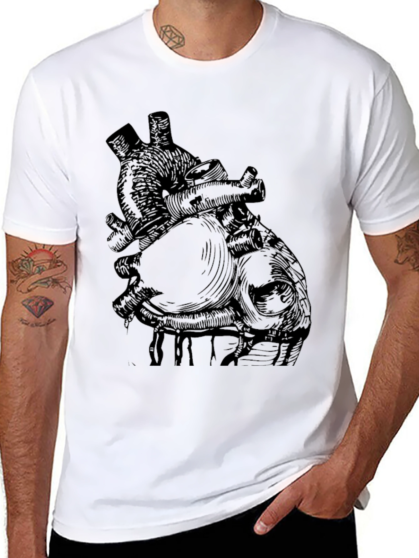 Anatomical Heart Print Black T-Shirt