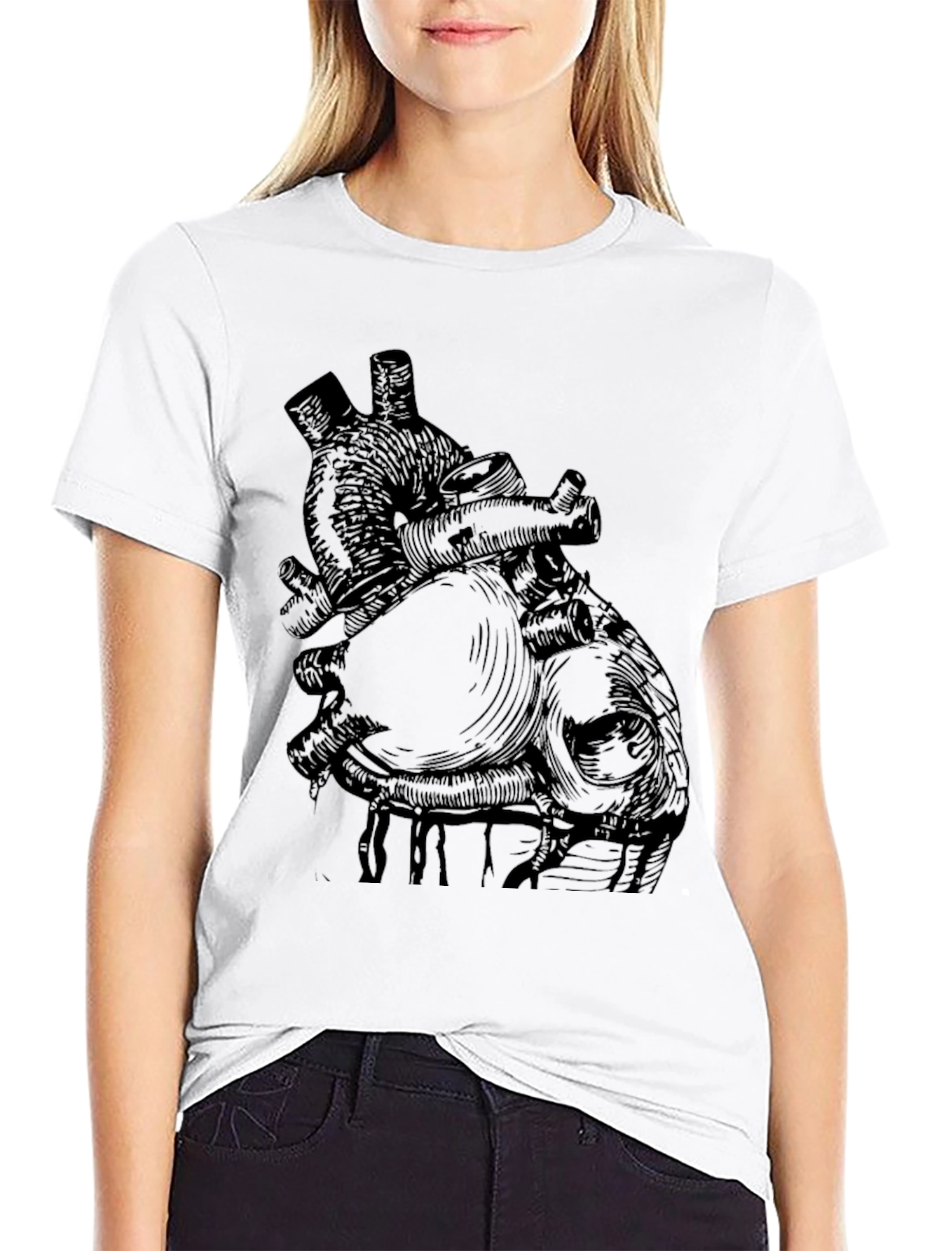 Anatomical Heart Print Black T-Shirt
