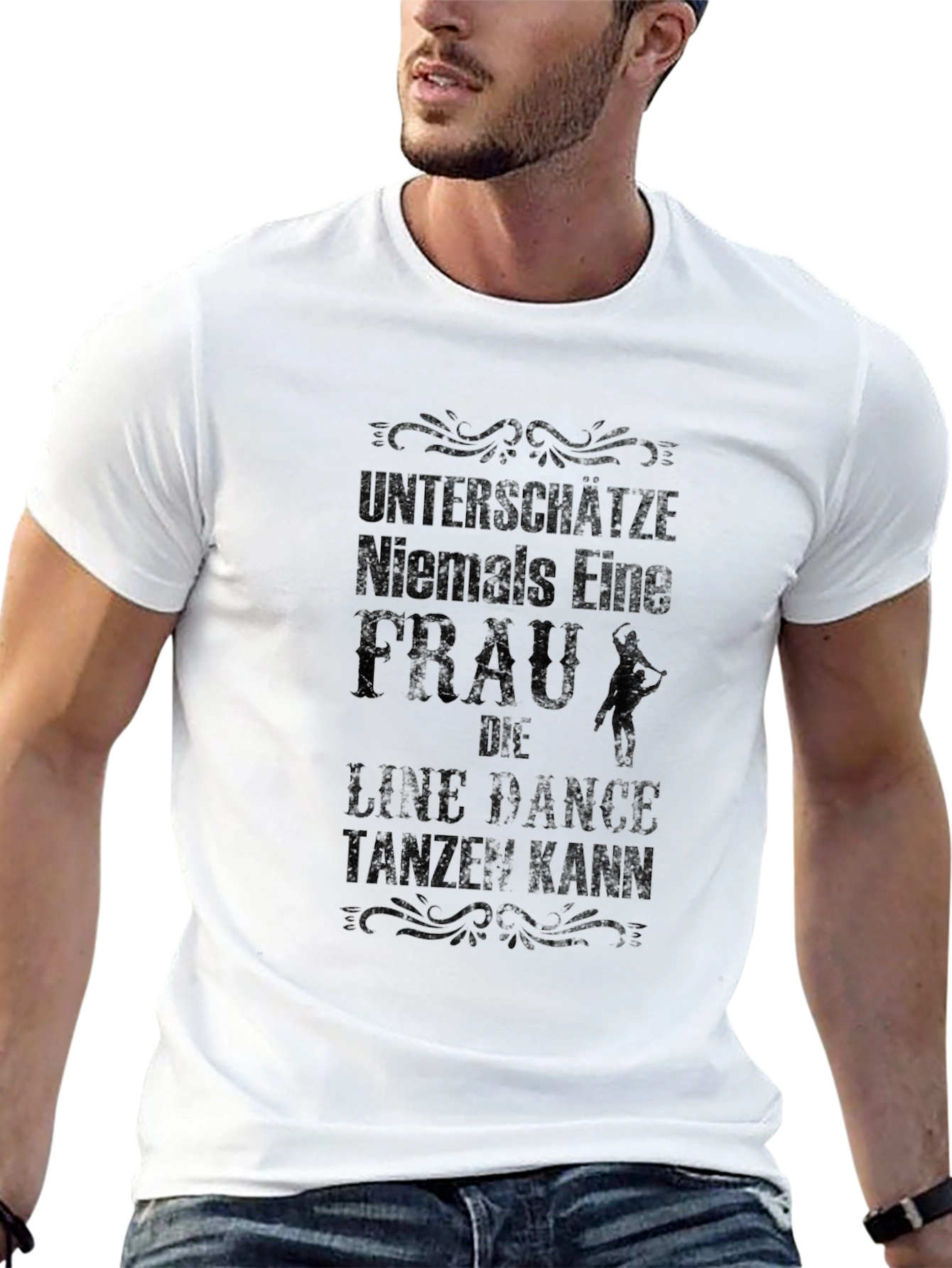 Line Dance Frau T-Shirt - Black Graphic Tee