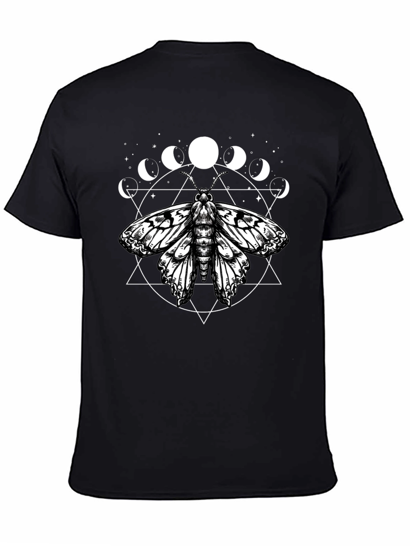 Moth Moon Phases Graphic Tee - Black