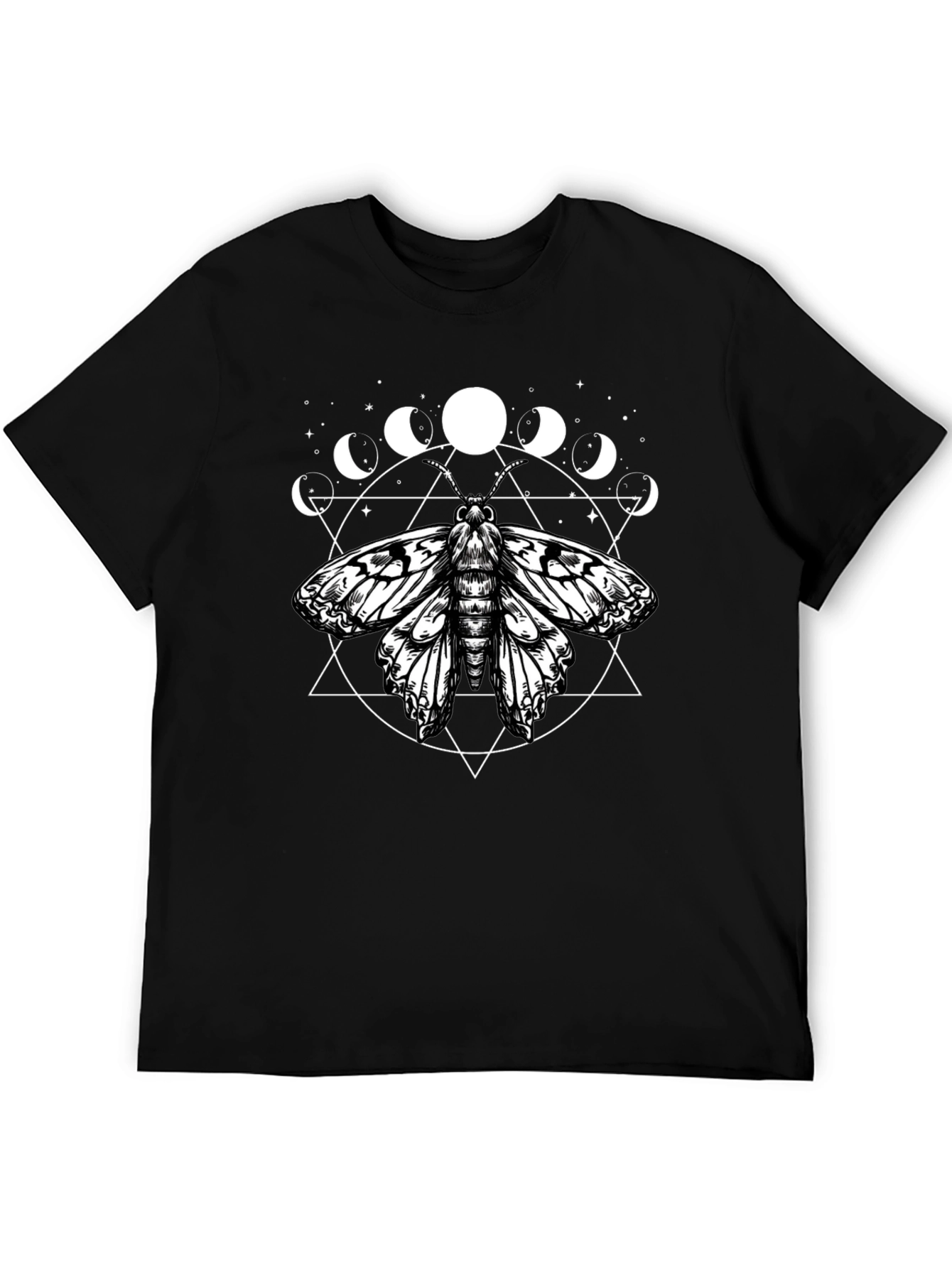 Moth Moon Phases Graphic Tee - Black