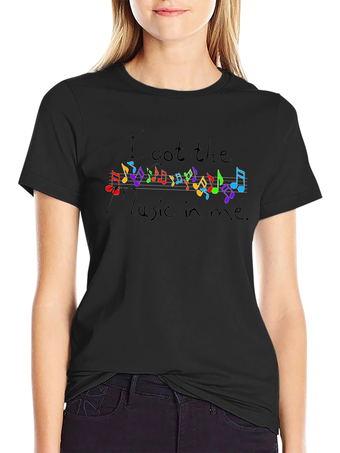 Music in Me Black Graphic T-Shirt