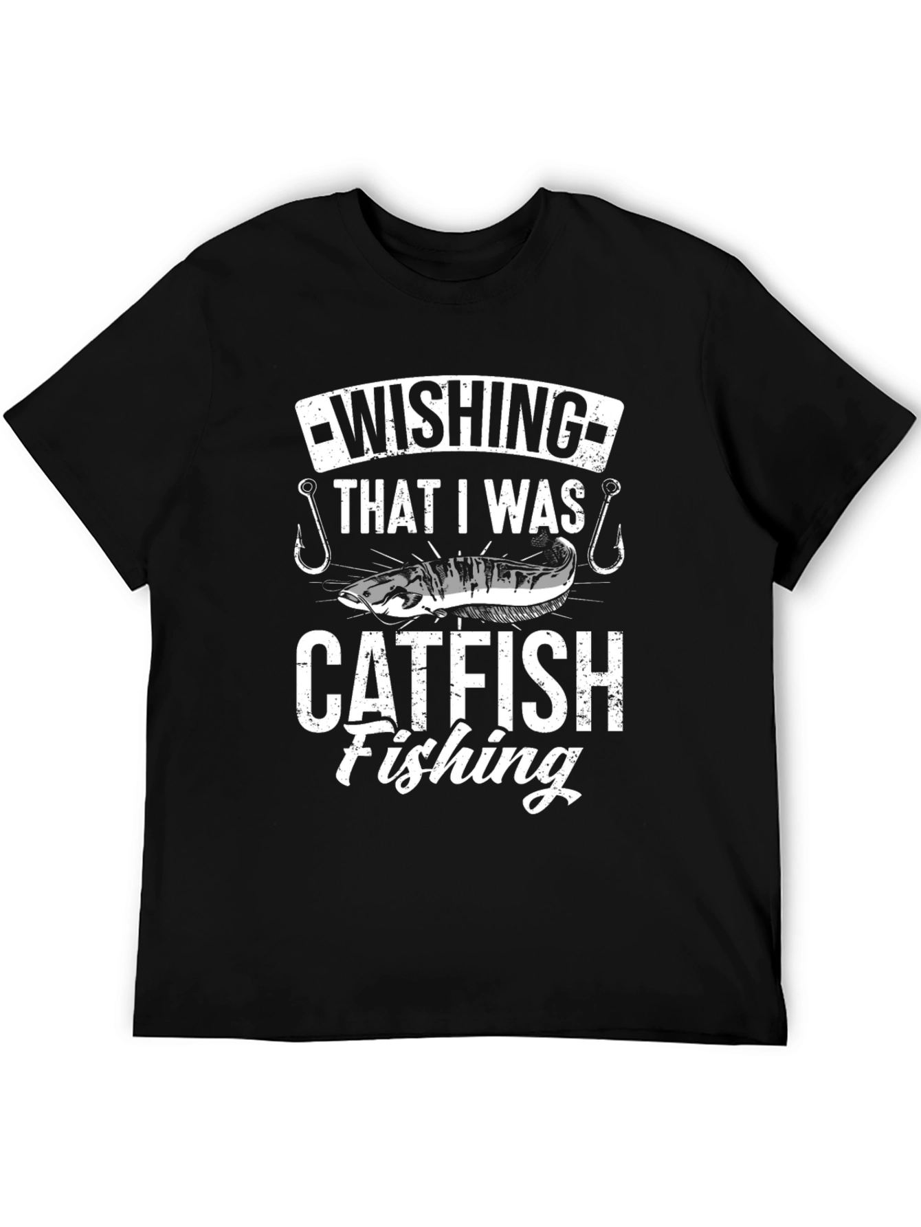 Catfish Fishing T-Shirt - Black Graphic Tee