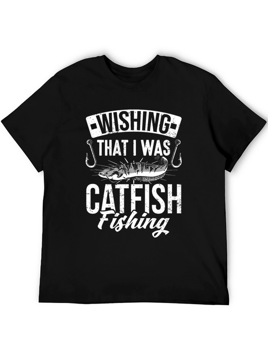 Catfish Fishing T-Shirt - Black Graphic Tee