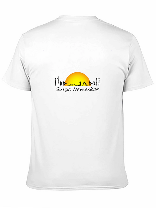 Surya Namaskar Black T-Shirt - Yoga & Sun Design