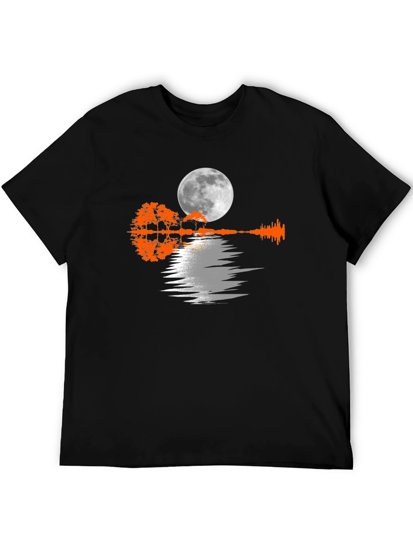 Moonlit Guitar Trees Black Tee