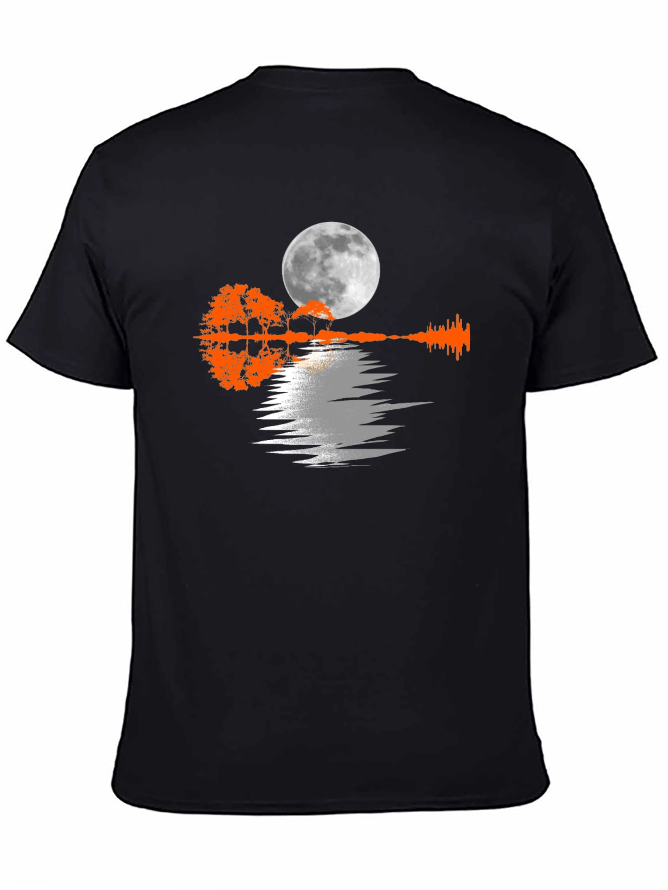 Moonlit Guitar Trees Black Tee