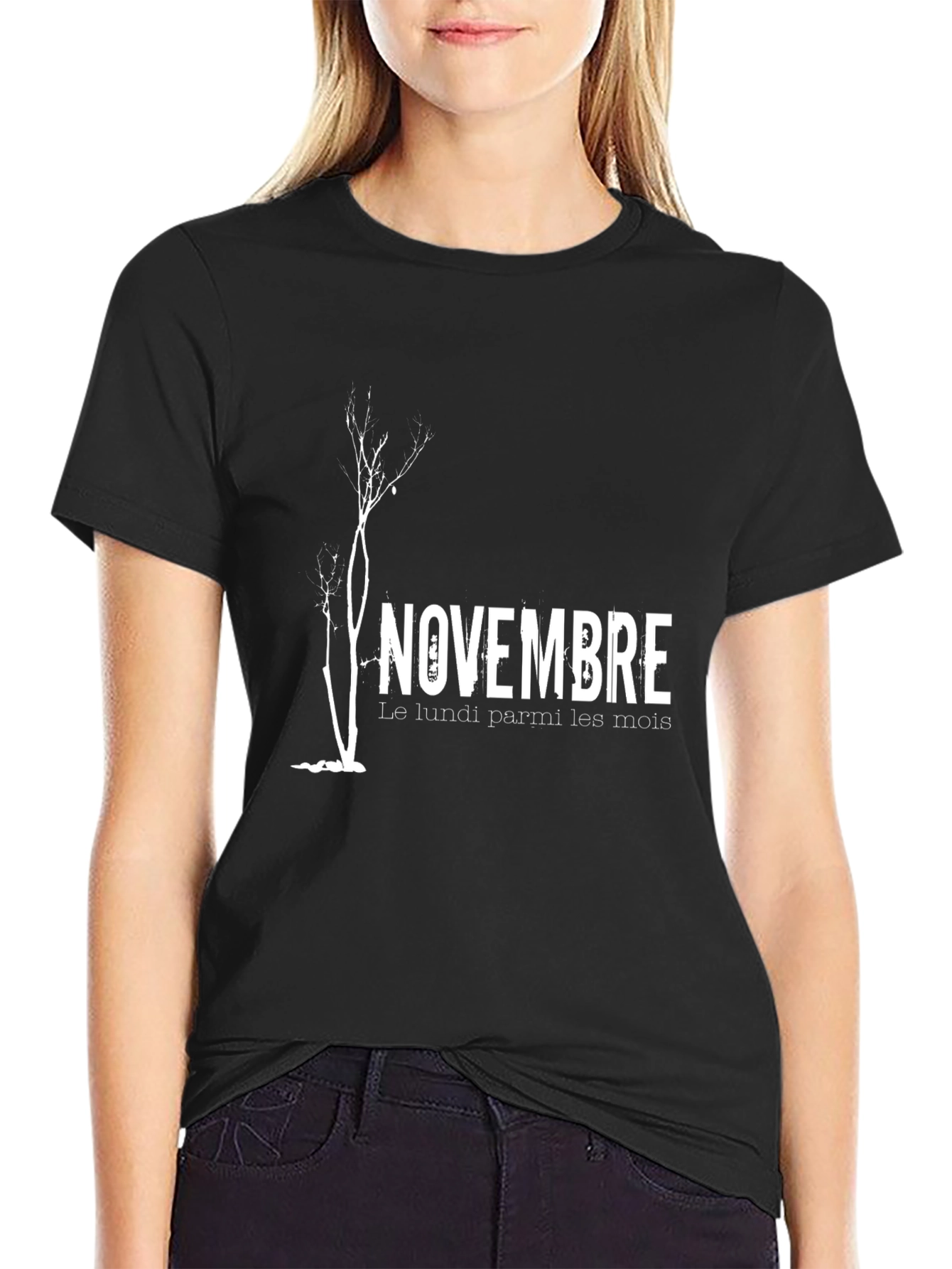 Novembre Graphic Print Black T-Shirt