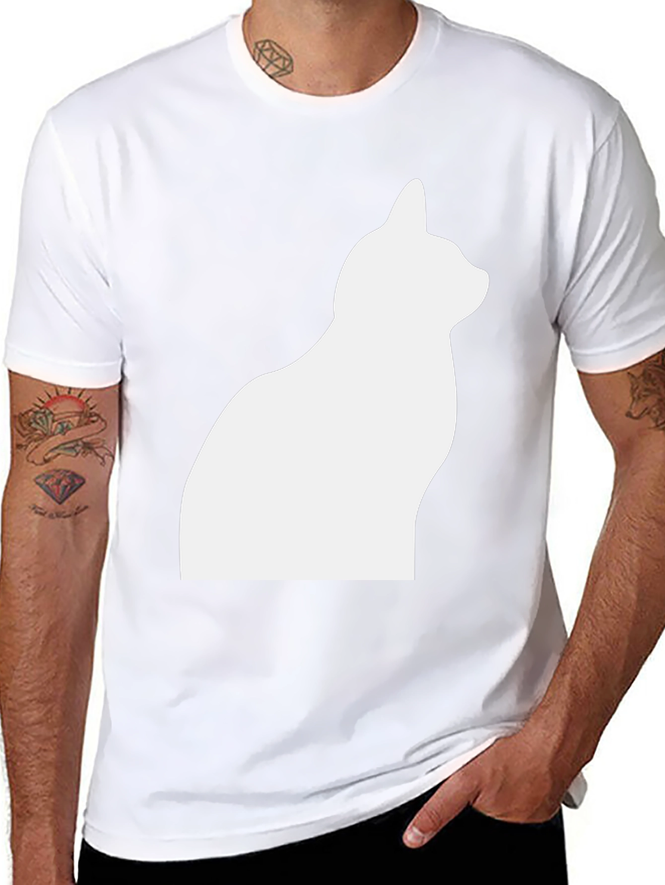 Cat Silhouette T-Shirt - Stylish Black Tee