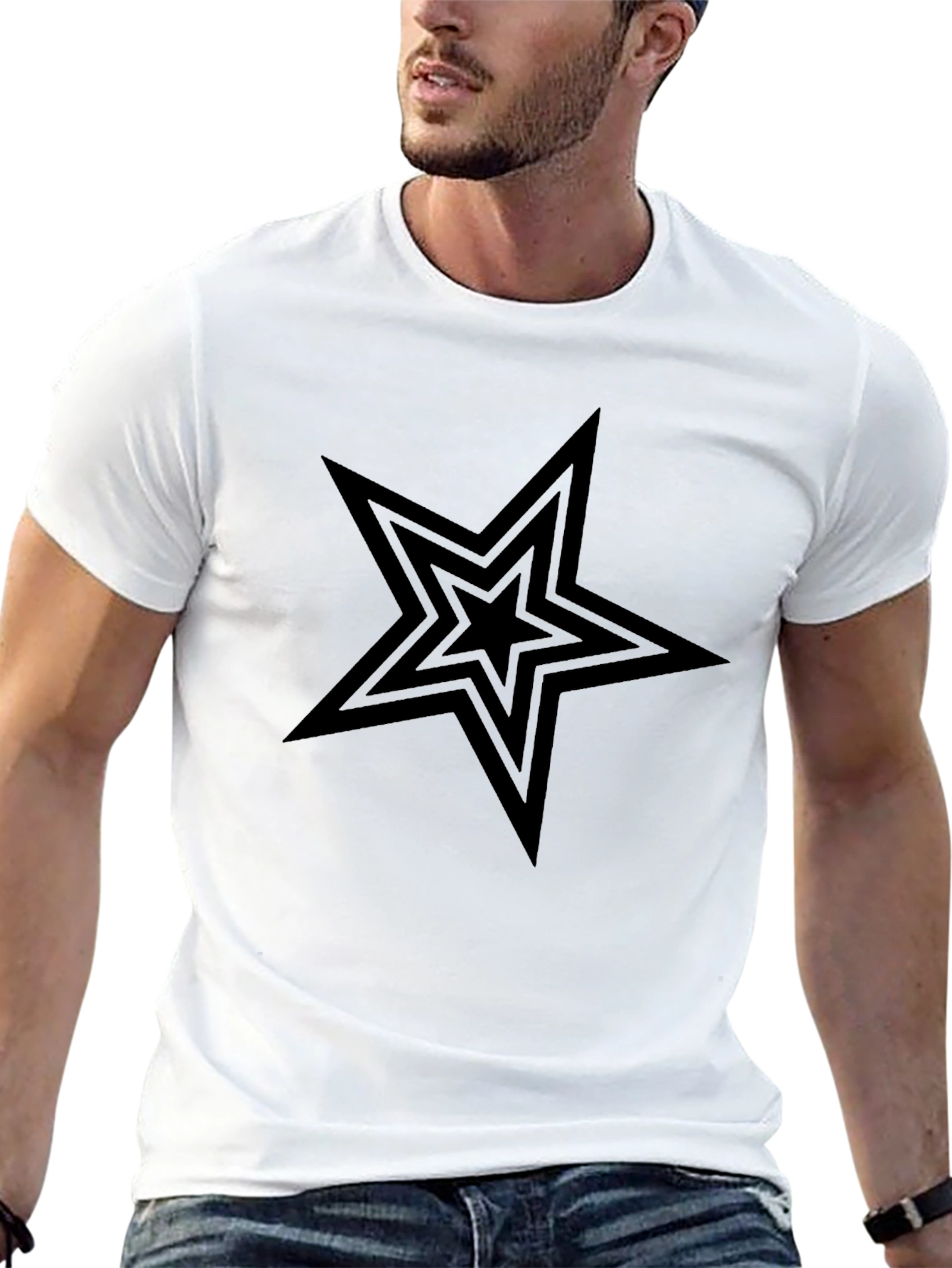 Black Star Graphic Tee - Mens Casual Shirt