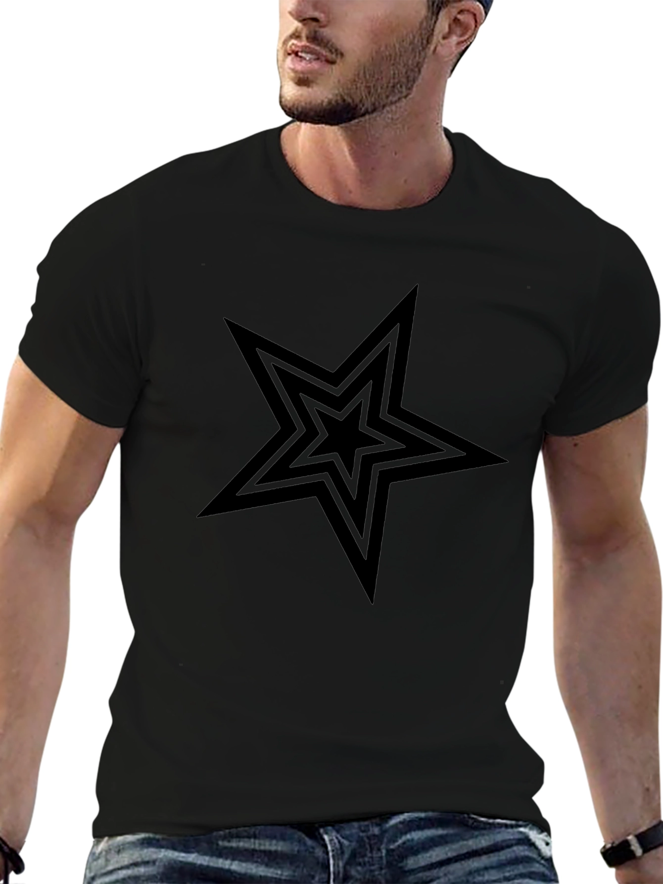 Black Star Graphic Tee - Mens Casual Shirt