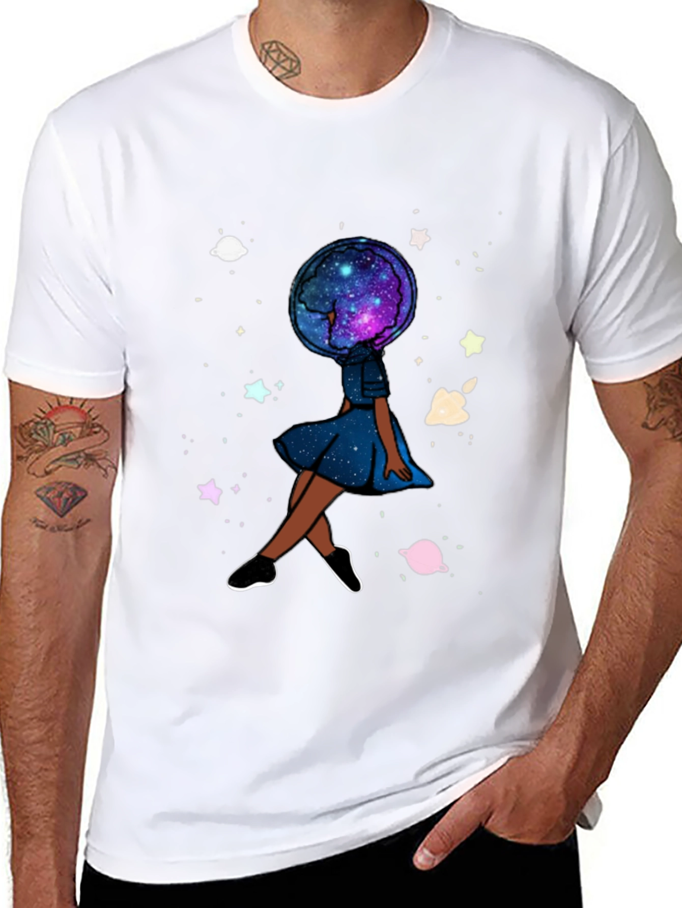 Celestial Dreamer T-Shirt - Galaxy Head Graphic Tee
