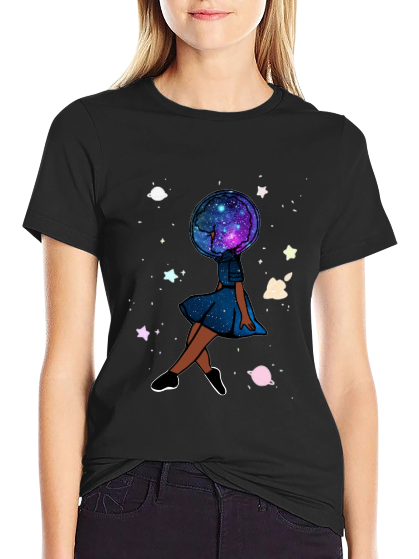 Celestial Dreamer T-Shirt - Galaxy Head Graphic Tee
