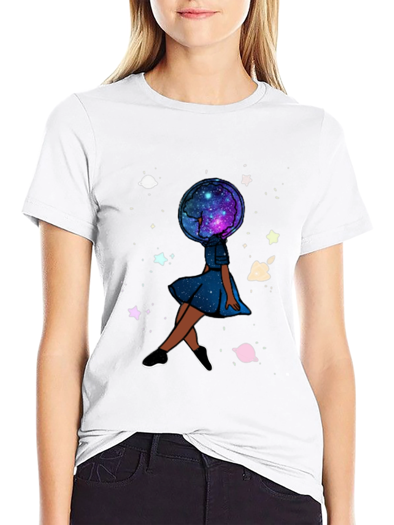 Celestial Dreamer T-Shirt - Galaxy Head Graphic Tee