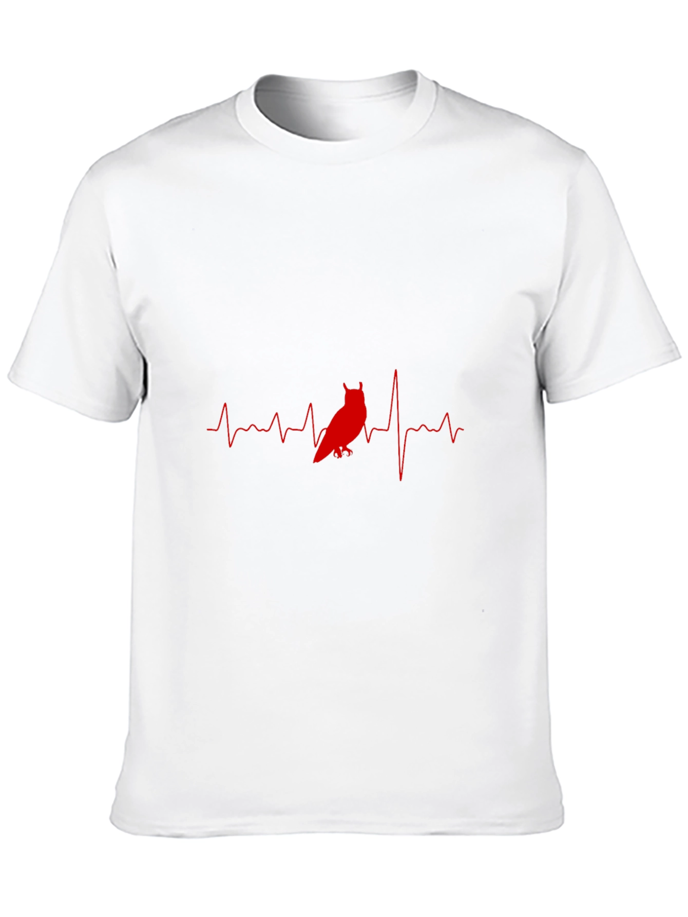 Owl Heartbeat Graphic T-Shirt - Black Cotton Tee