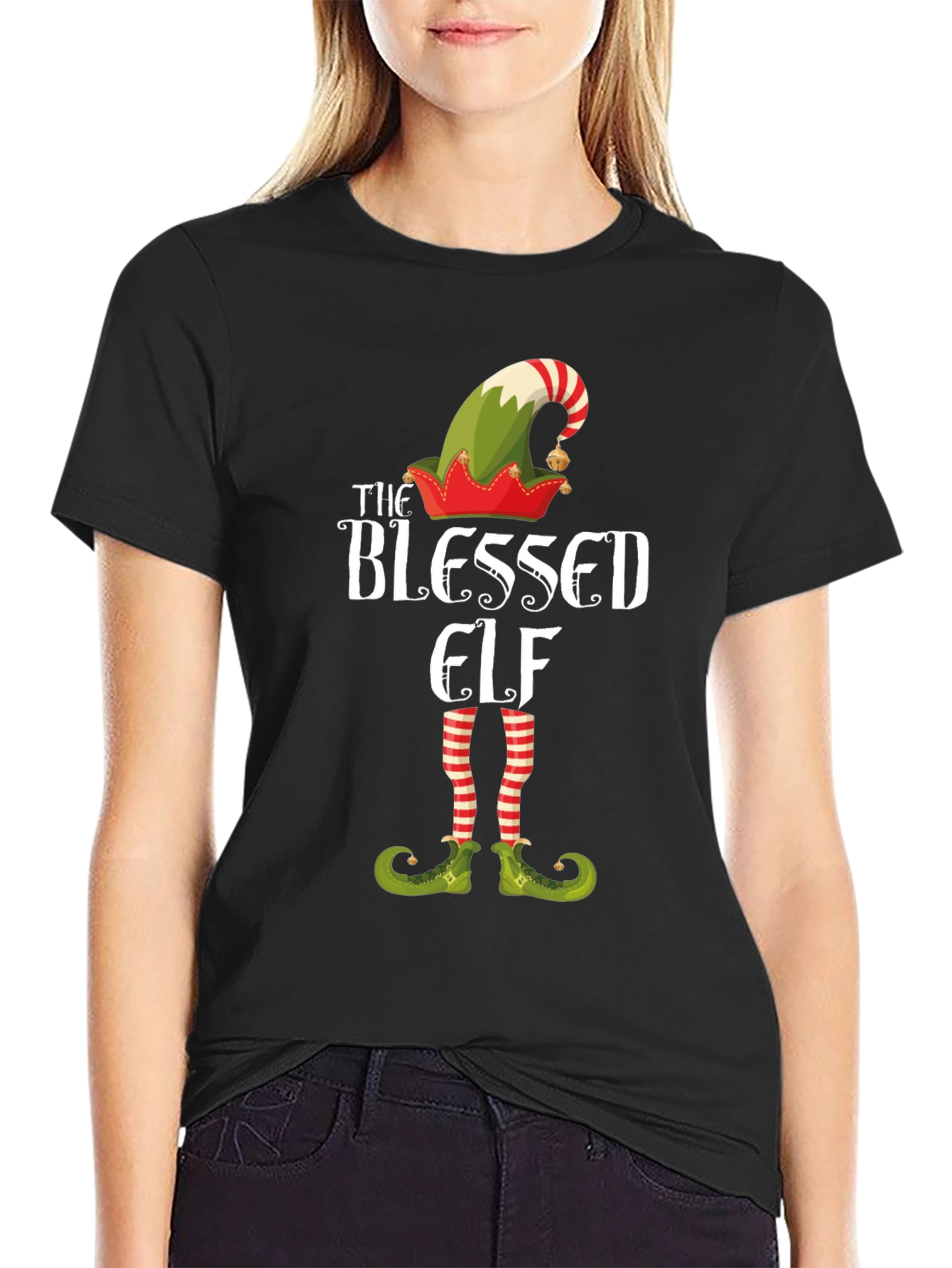 Blessed Elf Graphic T-Shirt - Festive Holiday Apparel