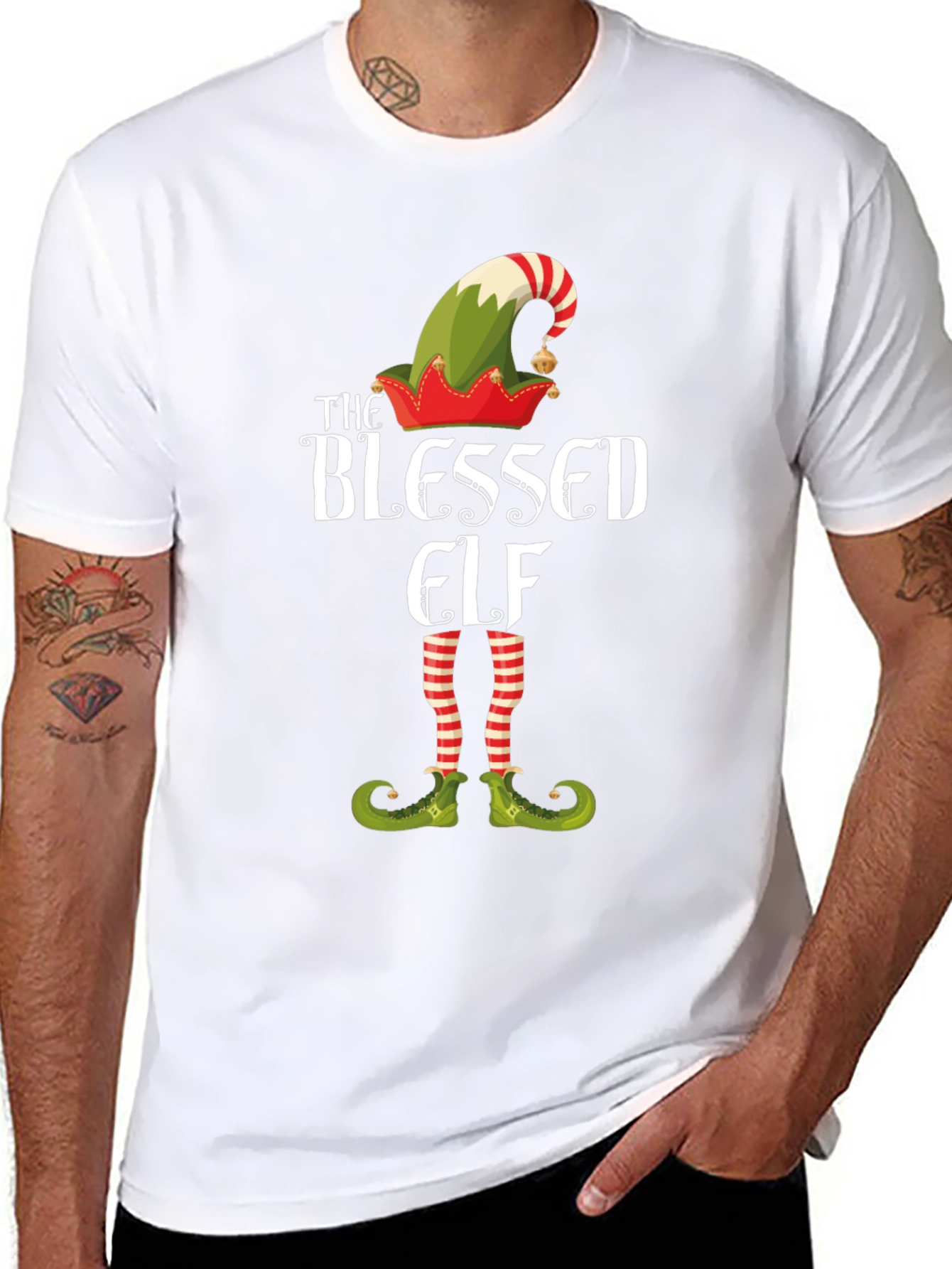 Blessed Elf Graphic T-Shirt - Festive Holiday Apparel