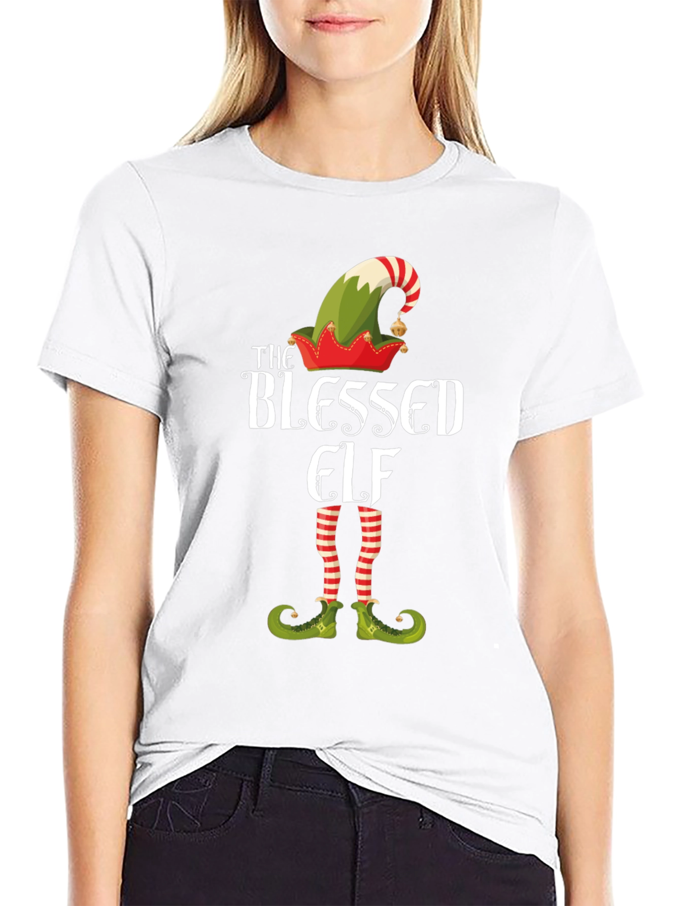 Blessed Elf Graphic T-Shirt - Festive Holiday Apparel