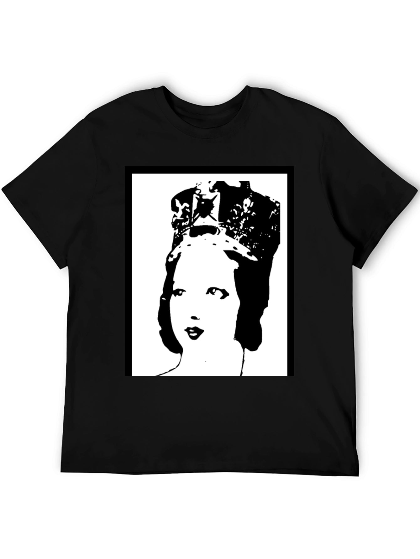 Queen Elizabeth Pop Art Black T-Shirt
