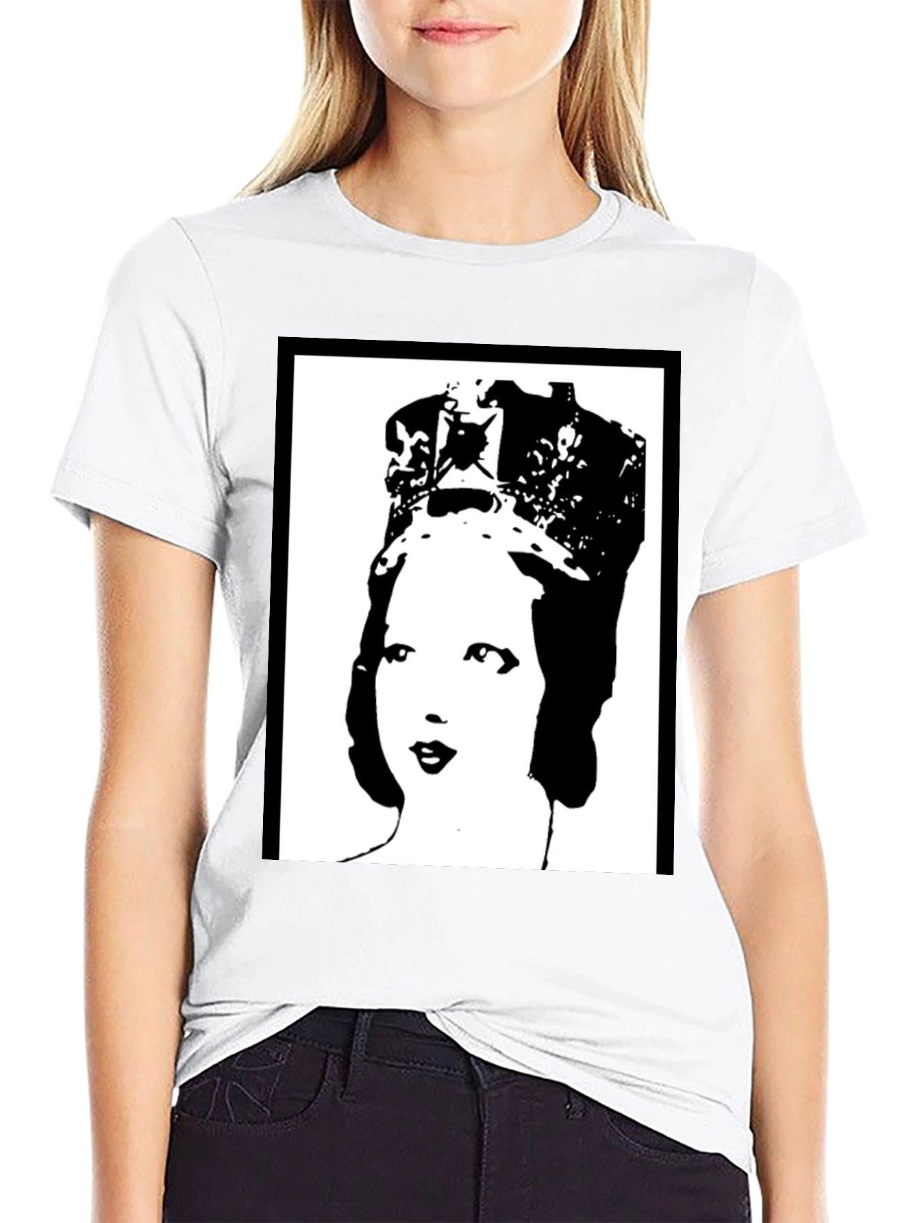 Queen Elizabeth Pop Art Black T-Shirt