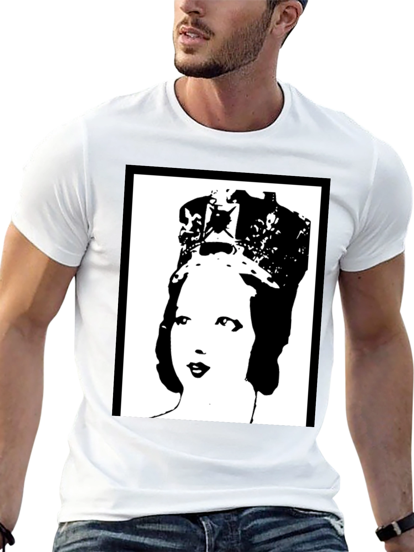 Queen Elizabeth Pop Art Black T-Shirt