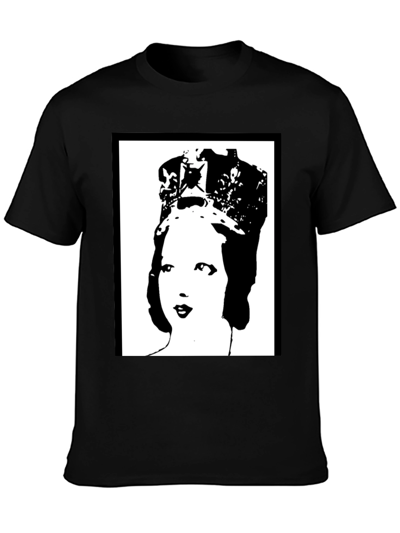 Queen Elizabeth Pop Art Black T-Shirt