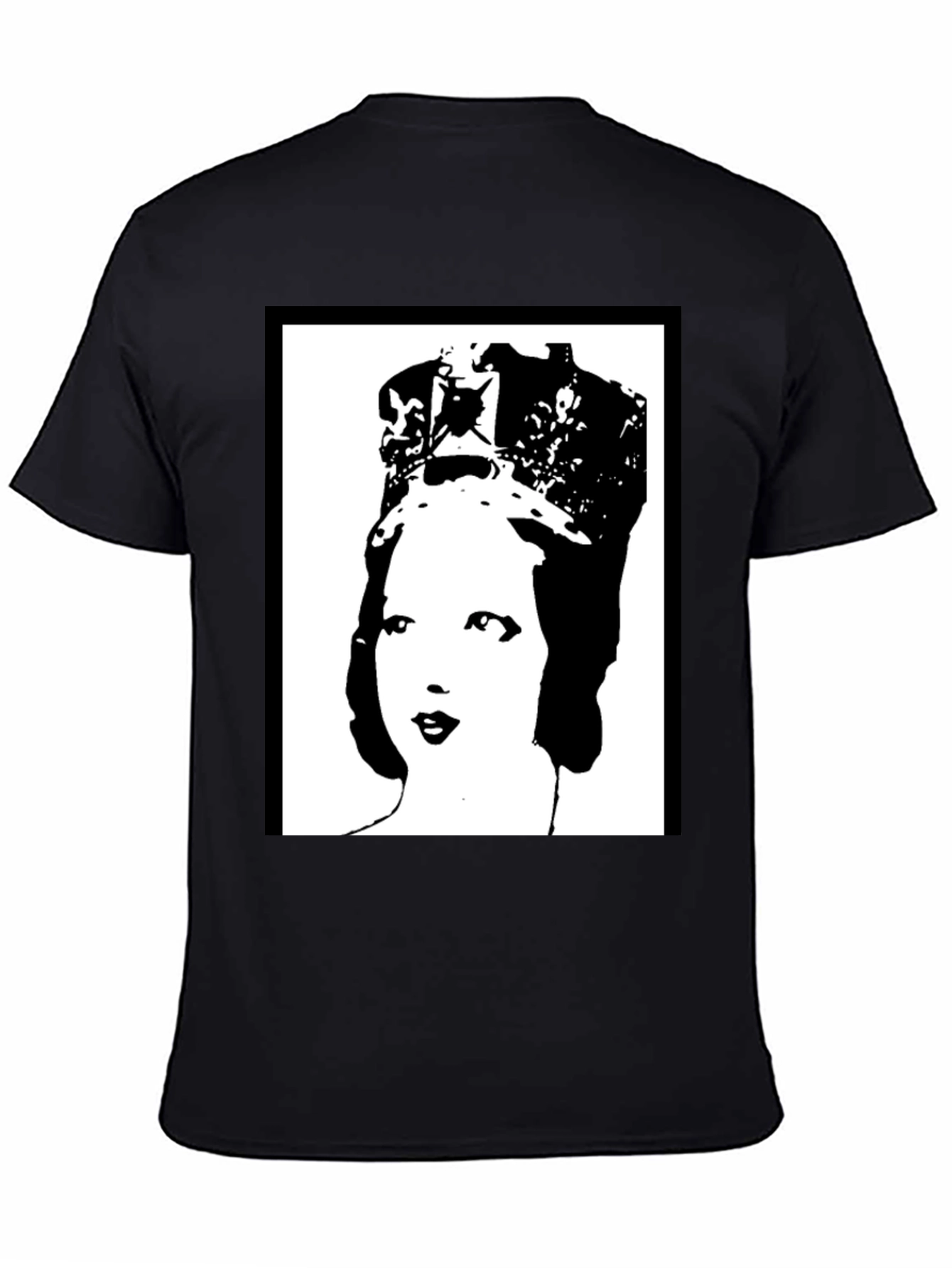 Queen Elizabeth Pop Art Black T-Shirt