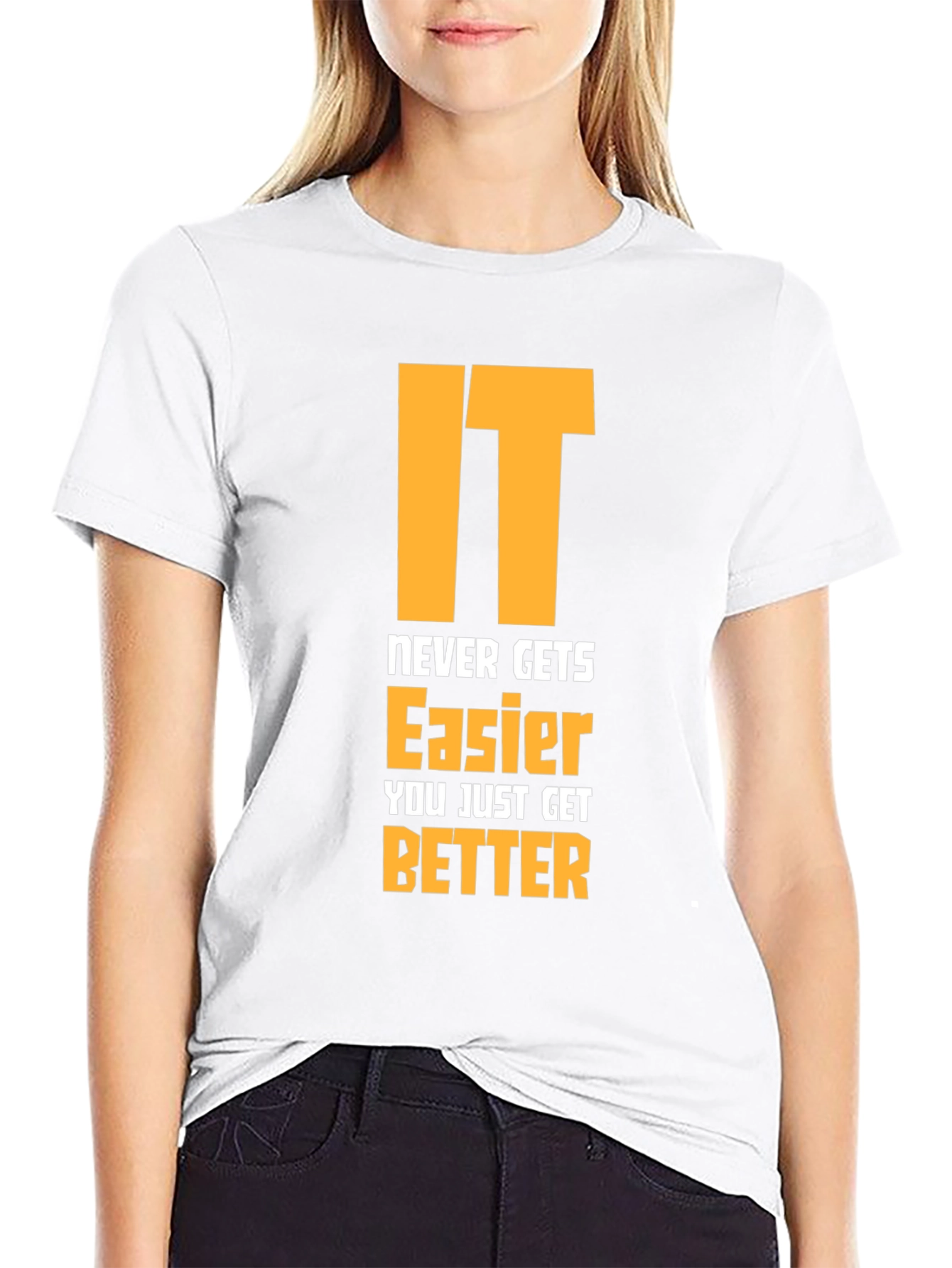 Motivational Graphic Tee - Never Gets Easier