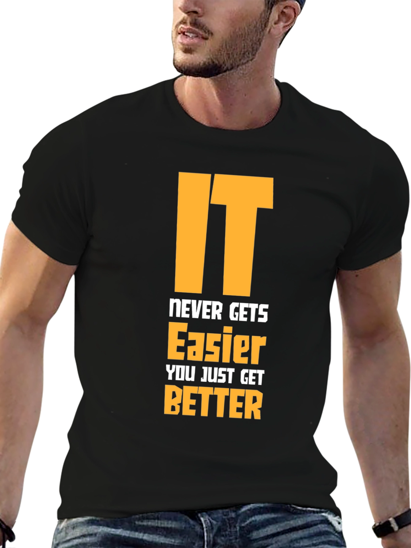 Motivational Graphic Tee - Never Gets Easier