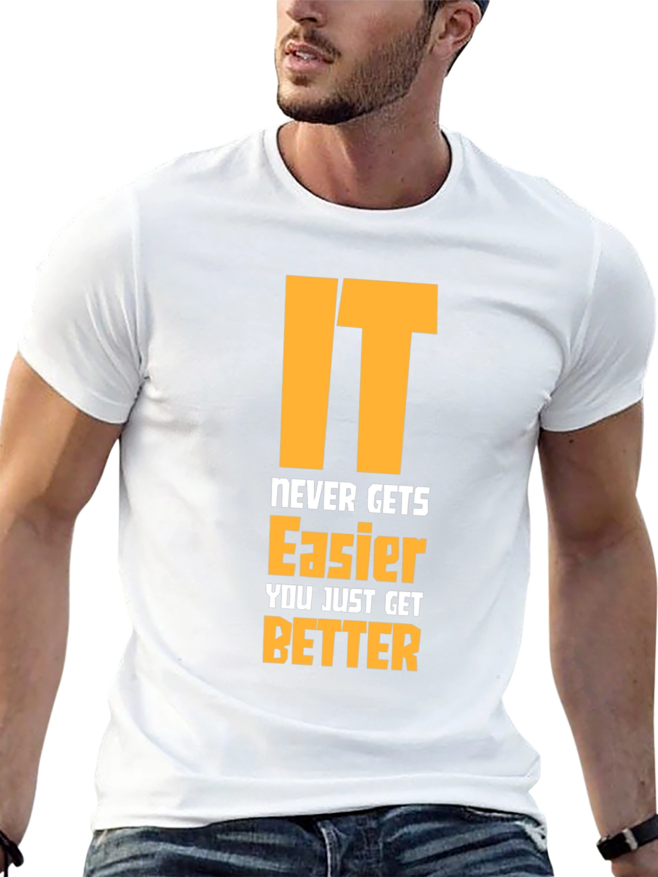 Motivational Graphic Tee - Never Gets Easier
