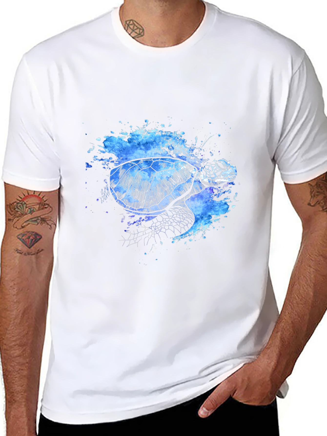 Turtle Splash T-Shirt - Unique Artistic Design