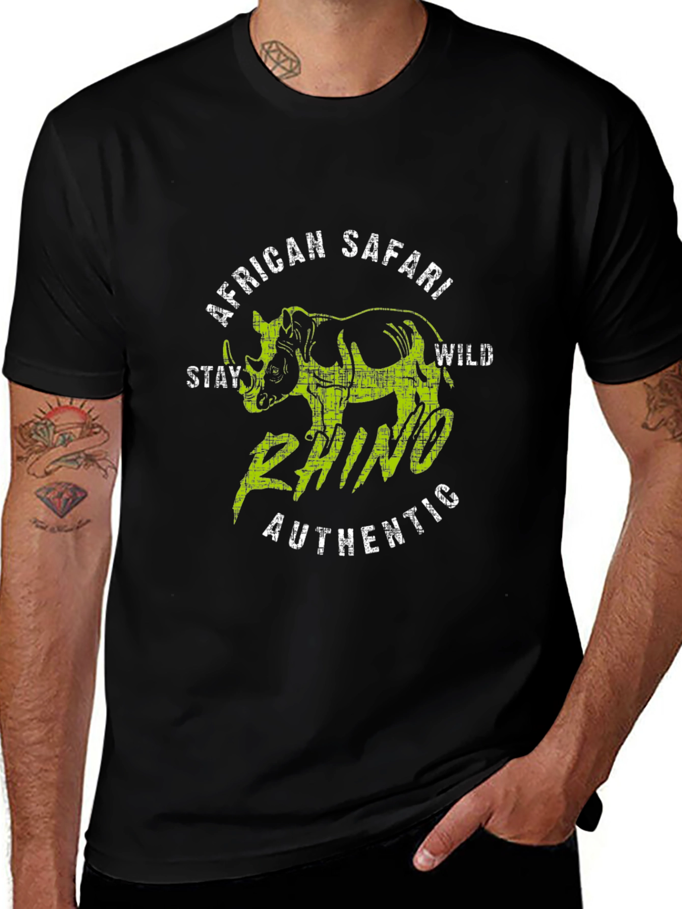 African Safari Rhino Graphic T-Shirt - Stay Wild