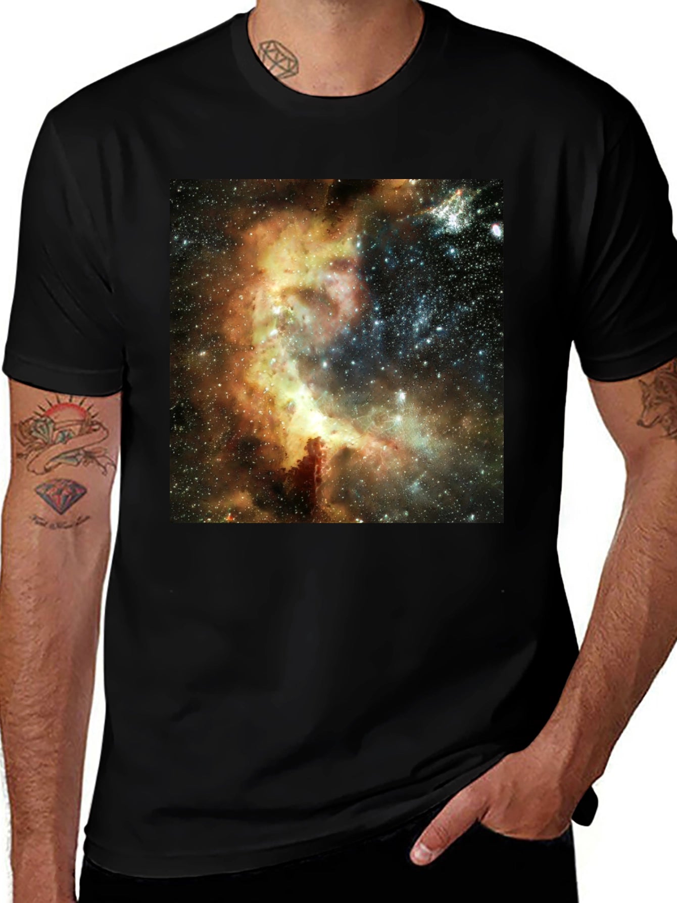 Nebula Print Black T-Shirt - Galactic Style