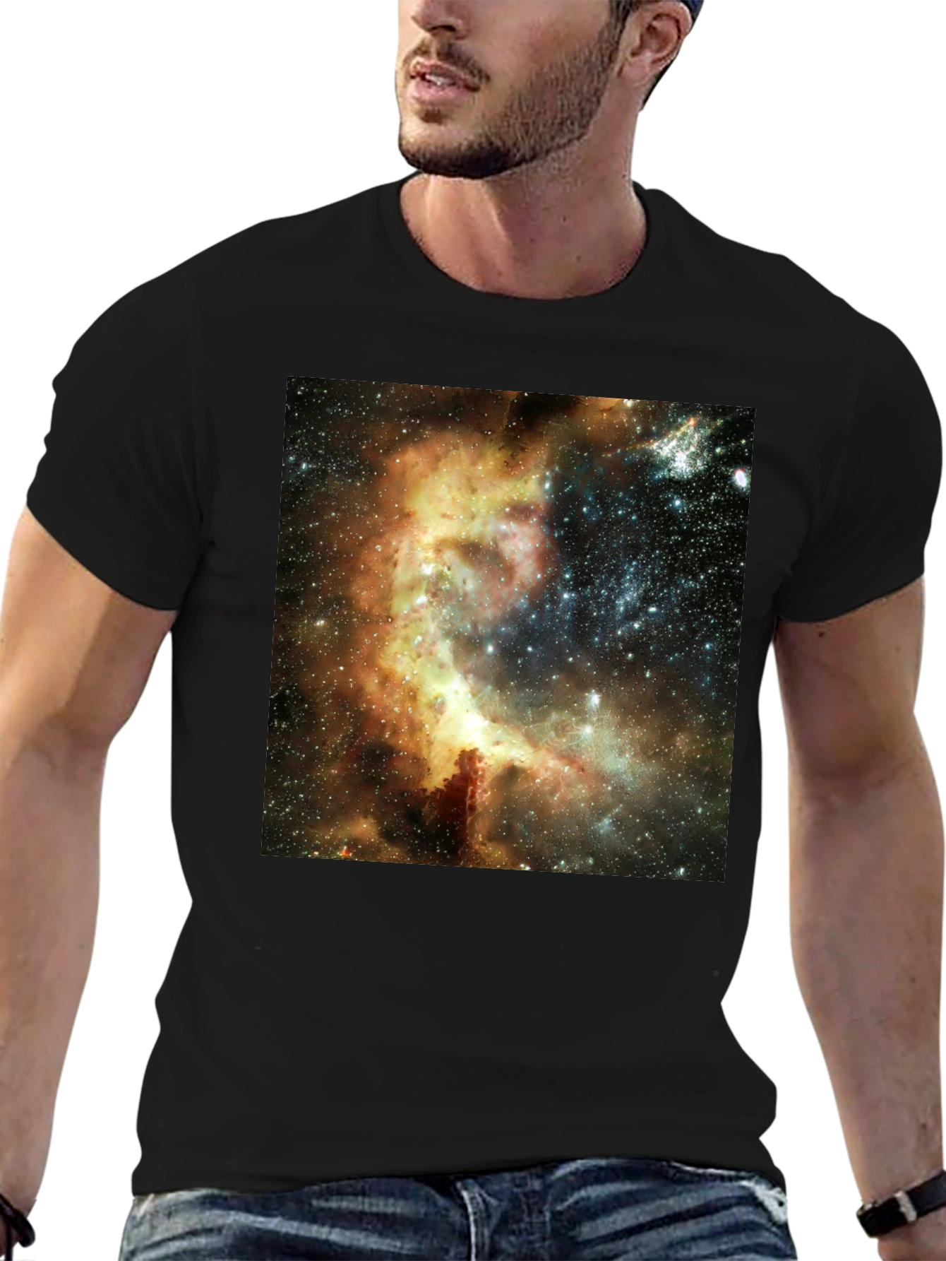 Nebula Print Black T-Shirt - Galactic Style