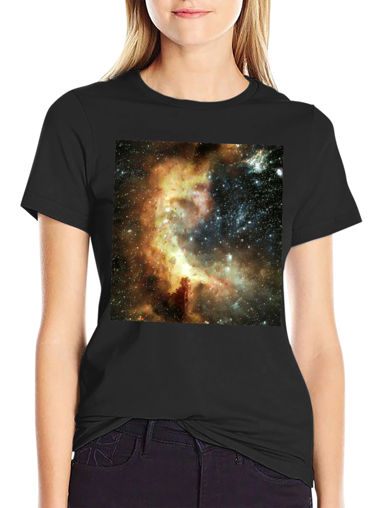 Nebula Print Black T-Shirt - Galactic Style