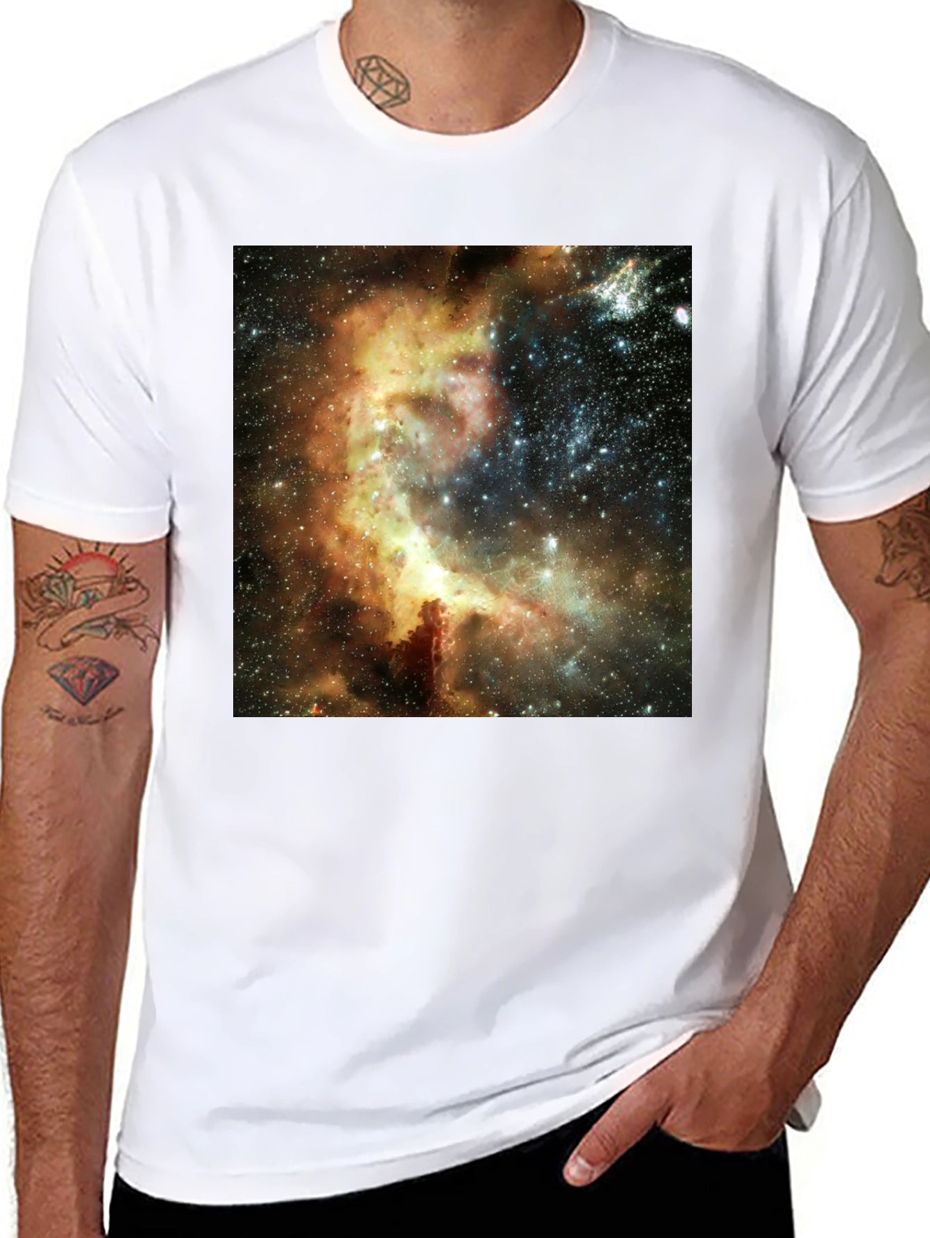 Nebula Print Black T-Shirt - Galactic Style