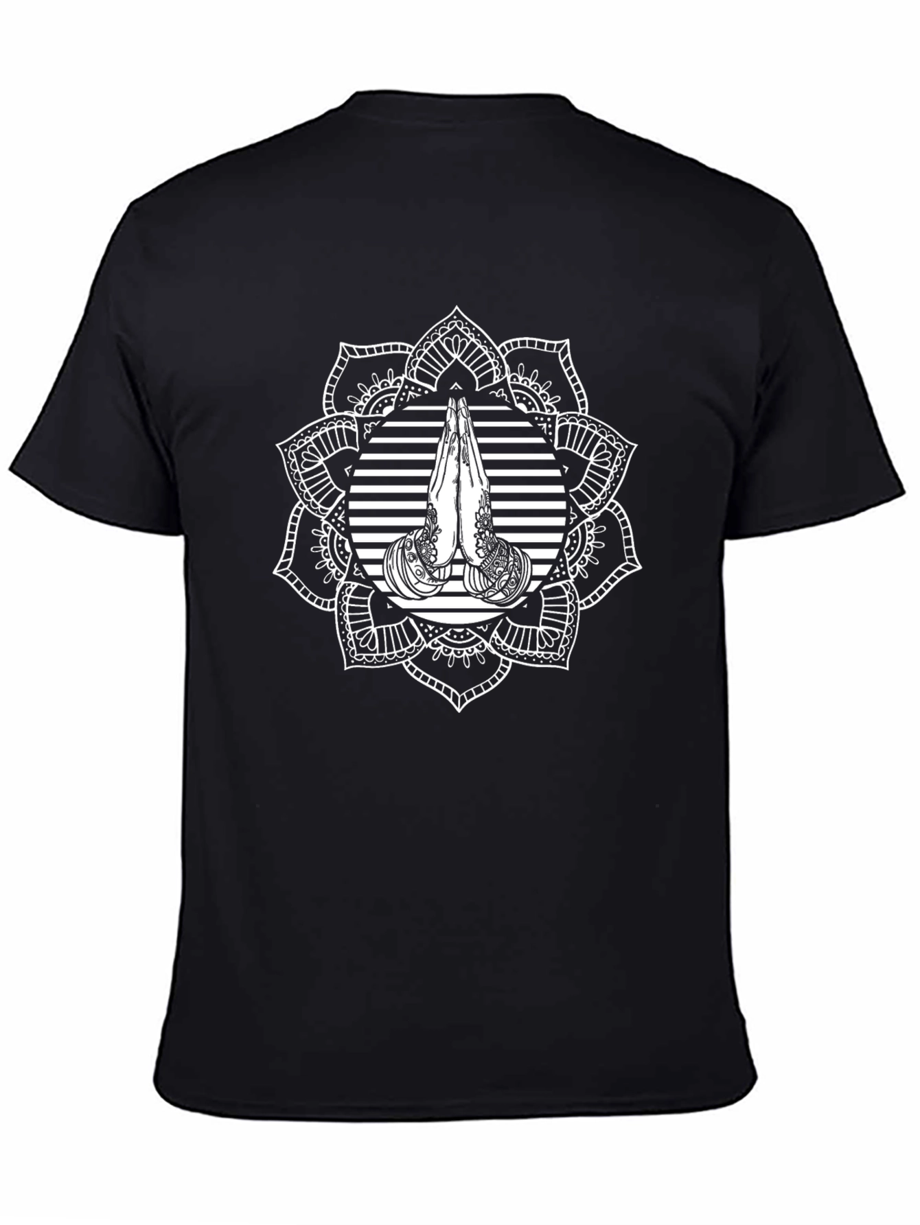 Mandala Prayer Graphic Black T-Shirt
